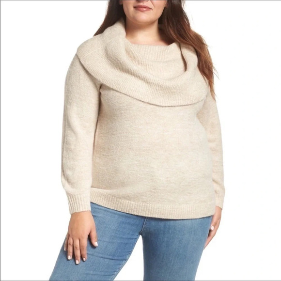 Caslon Metallic Convertible Sweater Shimmer 2X Tan - Picture 1 of 8